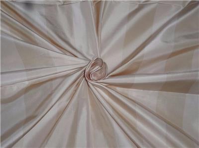 100% Pure Silk Taffeta Fabric Cream x Champagne colour Stripes 54" wide TAFS139[1]