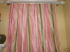 Pink Green Stripe Silk Drapery Panels Drapes Curtains
