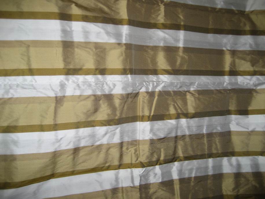 silk dupioni~white / gold stripes 54" WIDE DUP#S20