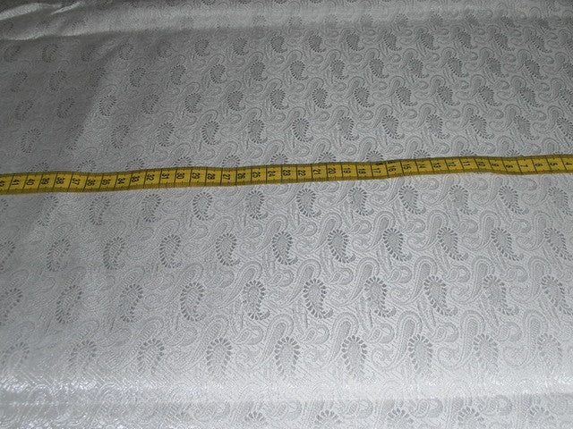 Brocade Fabric white x metalic silver color 44" wide paisleys BRO382[1]