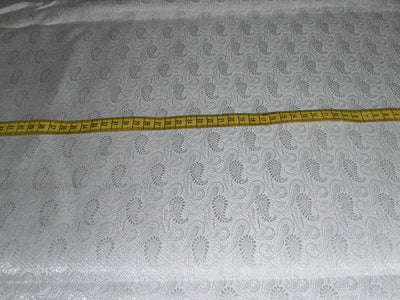Brocade Fabric white x metalic silver color 44" wide paisleys BRO382[1]