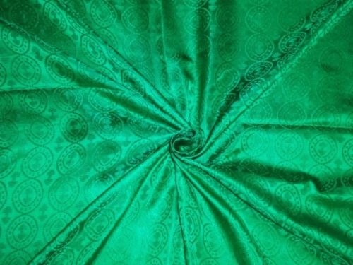 100% PURE SILK BROCADE VESTMENT FABRIC Green color 44" wide BRO365[2]