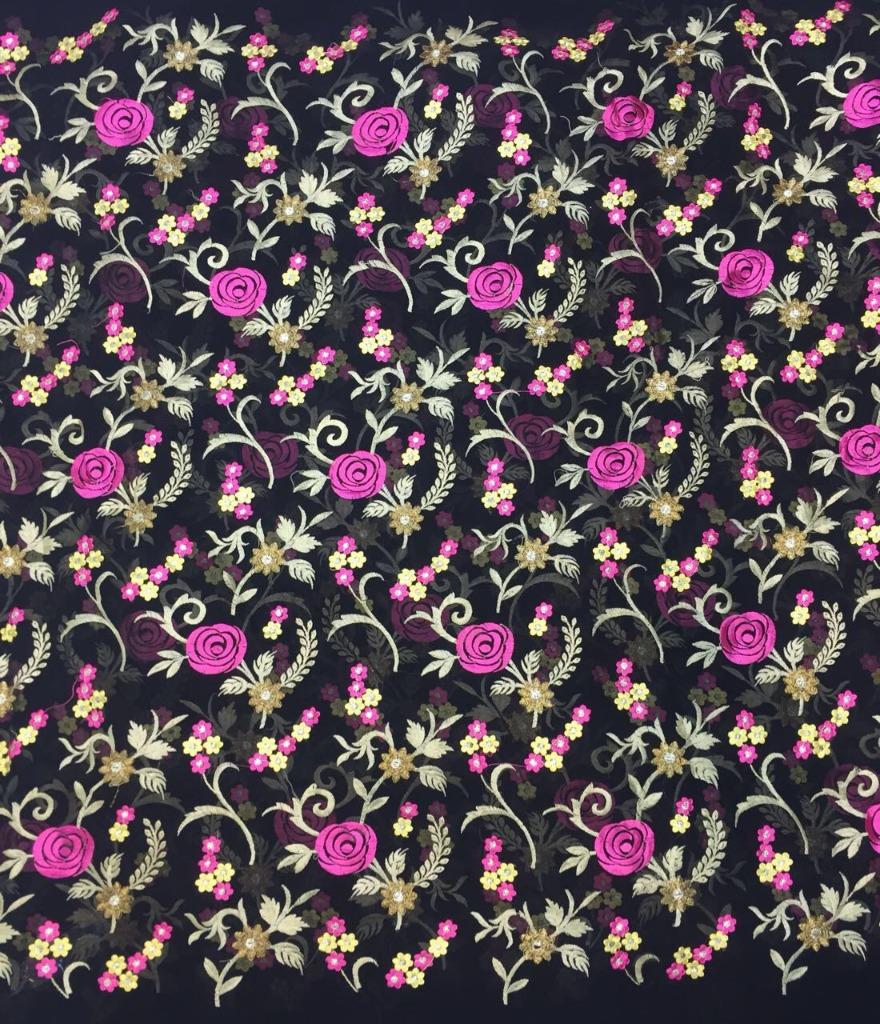 Embroidered Viscose Georgette 44&quot;available in 10 colors please specify color #