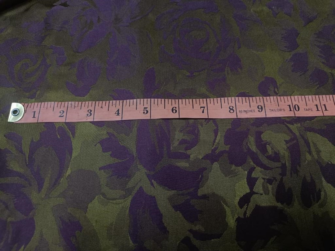 100% Silk Taffeta Jacquard Fabric purple and green floral  54" wide TAFJACNEW8