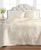 POLYESTER RAW SILK FABRIC 44&quot; CREAM embroidered with gold sequence FF51[A]
