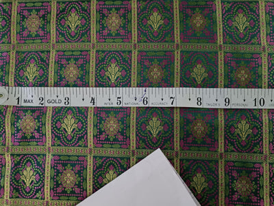 Silk Brocade fabric pink and green motif in each plaid 44" wide BRO856[1/2] available in two colors