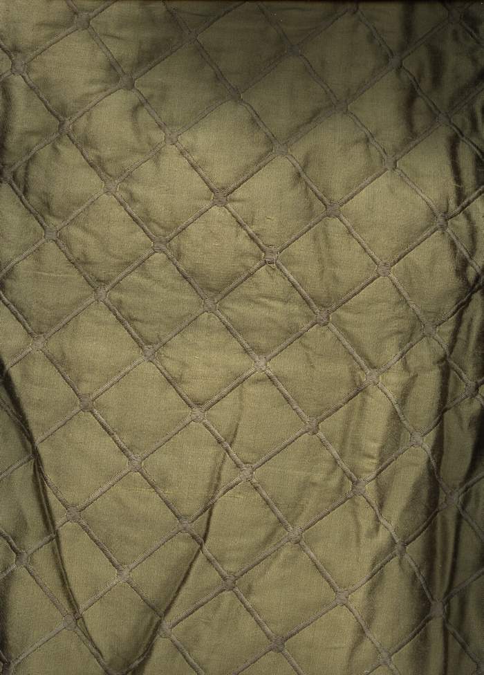 SILK DUPIONI Quilted pintuck Fabric in available in 4 colors [GOLD SILVER GREY OLIVE BROWN]