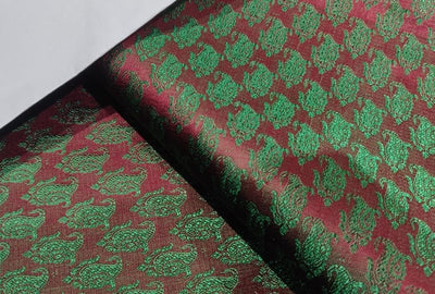 Silk Brocade fabri available in two designs green and red/ black and metallic gold color 44" wide BRO68