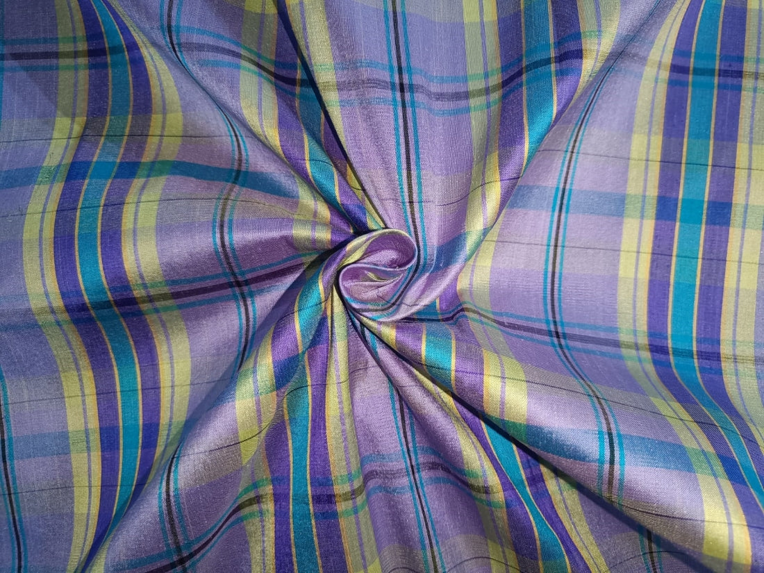 Silk Dupioni Shades of Purple, Green & Blue Plaids fabric 54" wide DUPC40[3]