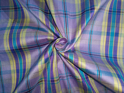 Silk Dupioni Shades of Purple, Green & Blue Plaids fabric 54" wide DUPC40[3]
