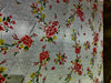 Polyester SATIN luxurious printed FABRIC ivory floral 58&quot;