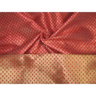 Brocade Fabric pinkish red x metallic gold color 56" WIDE BRO653[5]