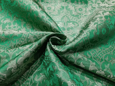 SILK BROCADE JACQUARD-vestment fabric GREEN color 44" wide BRO46[3]