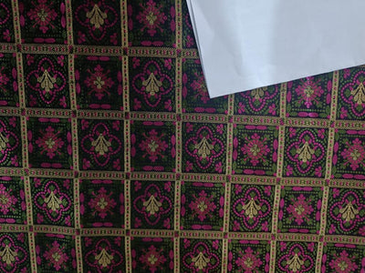 Silk Brocade fabric pink and green motif in each plaid 44" wide BRO856[1/2] available in two colors