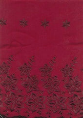 Dark Wine voile fabric with cut out work &amp; embroidery 58&quot;