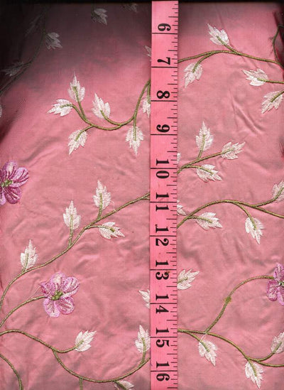 Pink Iridescent Silk taffeta 54&quot;-embroidered TAFE20