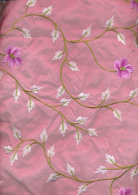 Pink Iridescent Silk taffeta 54&quot;-embroidered TAFE20