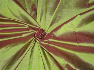 100% Silk Taffeta Fabric Pistachio Green x Pink Color 80 Grams 44" wide TAF84[2]