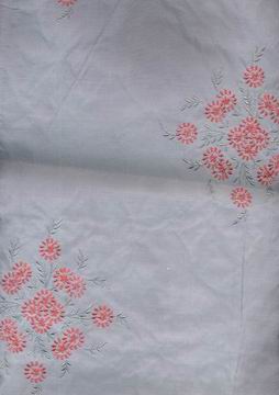 Silver Grey Silk taffeta embroidered - The Fabric Factory