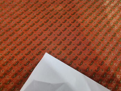 Silk Brocade~Width 44&quot;Orange,Green &amp; Gold Color single length 1 yard only