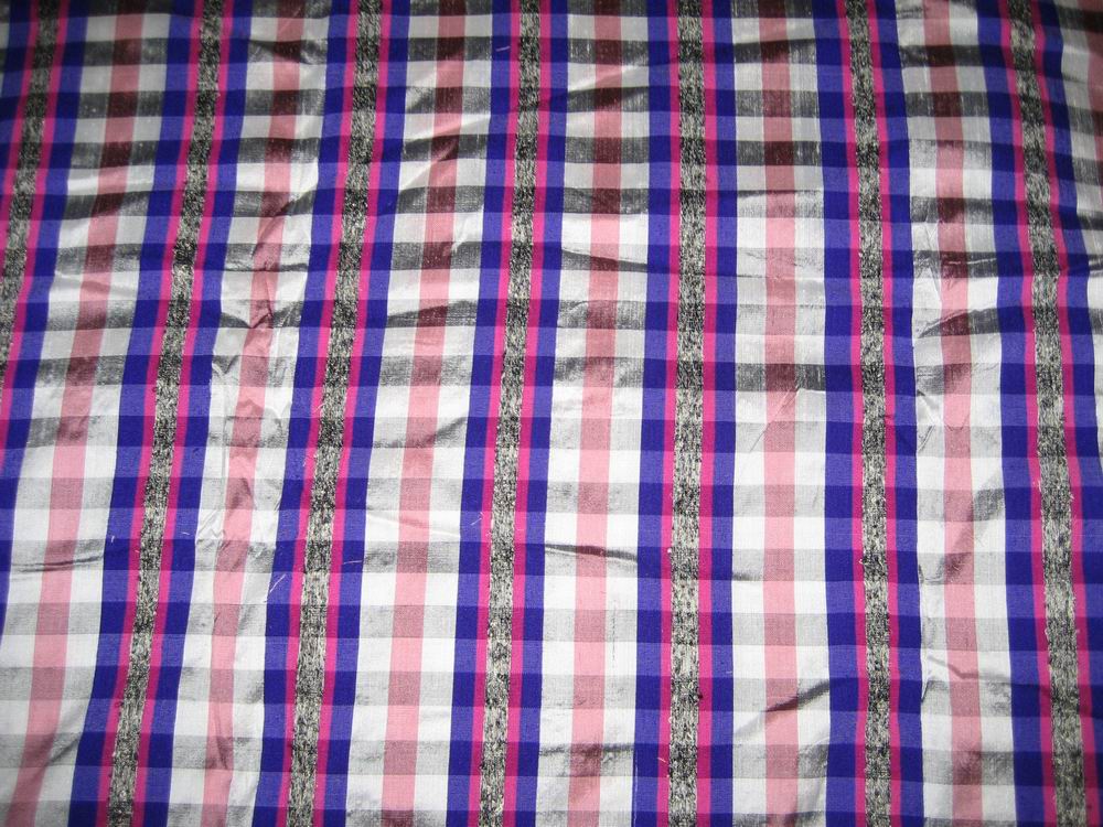 Silk Dupioni Multi Colour Plaids Fabric 44&quot; width