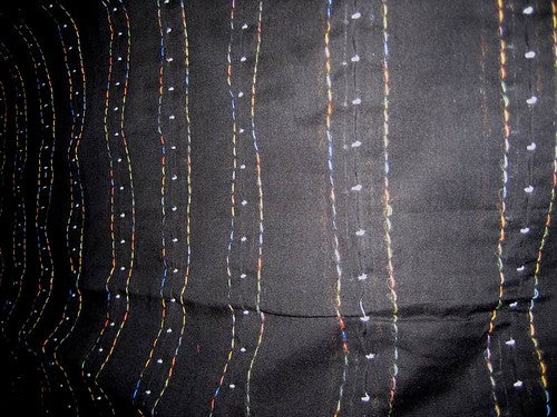 Multi Colour Embroidery On black Cotton Organdy~Width 44