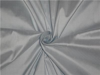 100% Pure Silk Dupioni Fabric crystal Blue and Ivory tiny plaids 54" WIDE DUP#C90[3]
