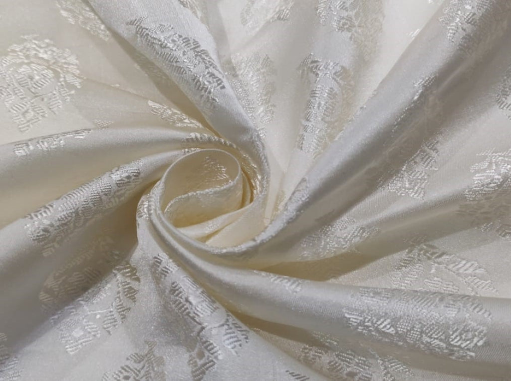 100% silk brocade white color 44" wide BRO70[5]