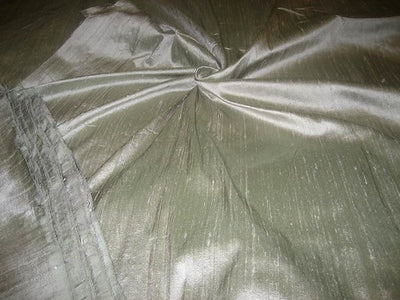 Iridescent Steel Grey x Olive Green Silk Dupioni~Width 54