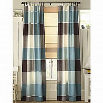 SILK DUPION STRIPE BLUE AND IVORY  54" DUPS31