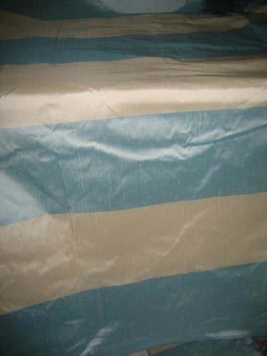 Sky Blue &amp; Ivory stripe Silk Dupioni Fabric ~Width 54