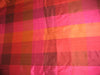 Silk Dupioni fabric Pink, Red &amp; Orange Colour Plaids~~Width 54&quot;DUPC23