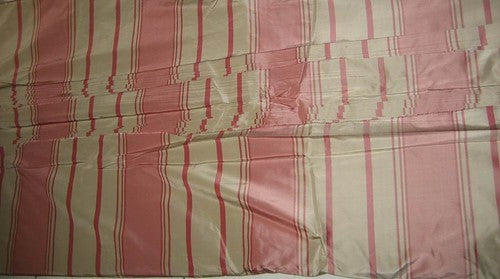 Candy Pink and Beige colour stripe Silk Taffeta Fabric TAFS24 54&quot; wide