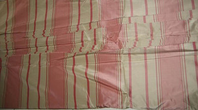 Candy Pink and Beige colour stripe Silk Taffeta Fabric TAFS24 54&quot; wide