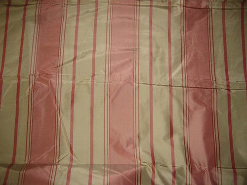 Candy Pink and Beige colour stripe Silk Taffeta Fabric TAFS24 54&quot; wide