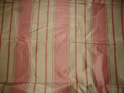Candy Pink and Beige colour stripe Silk Taffeta Fabric TAFS24 54&quot; wide