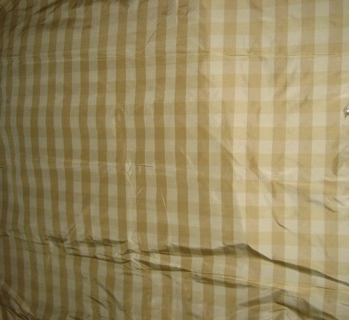 SILK TAFFETA FABRIC 54&quot; Beige &amp; cream colour gorgeous plaids
