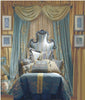 Iridescent Peacock Blue colour with gold paisleys jacquard design~SILK TAFFETA FABRIC 54