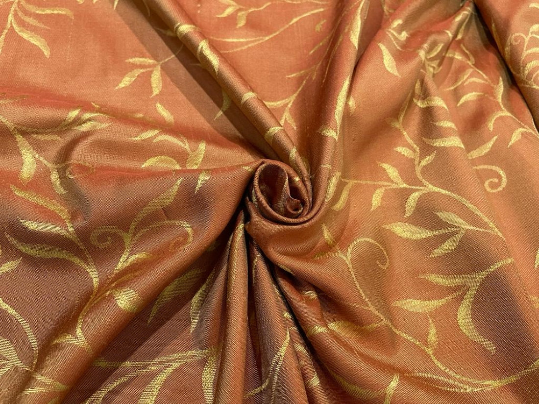 Silk taffeta jacquard  54" wide fabric ~ TAFJACNEW2 available in three designs  RED X GOLD , GOLD X PINK ] RUSTY RED