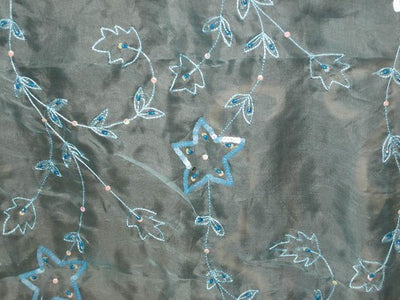 100% silk organza fabric Sky Blue Colour embroidered 44&quot; wide [1018]