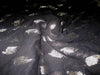 Polyester georgette fabric with metalic silver &amp; gold jacquard~Jet Black colour