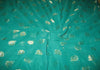 Polyester georgette fabric with metalic silver & gold jacquard~Sea Blue colour