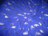 Polyester georgette fabric with metalic silver &amp; gold jacquard~Royal Blue colour