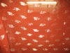 Polyester georgette fabric with metalic silver &amp; gold jacquard ~Rust Orange colour