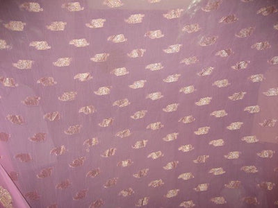Polyester georgette fabric with metalic silver & gold jacquard~Baby Pink colour