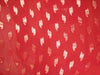 Polyester georgette fabric with metalic silver & gold jacquard~Bright Red colour