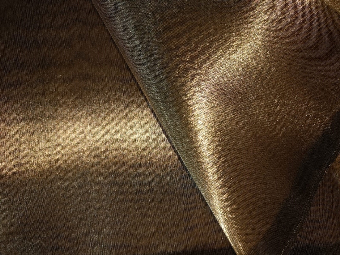 Silk Tissue Organza Fabric Sheer gold x black Color 44" wide
