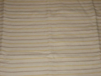 100% Chambray Linen Yellow ,Beige & White horizontal stripe Fabric 58" wide[986]