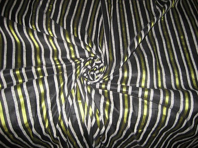 silk dupioni silk 44&quot; Yellow,Black &amp; White color stripes DUPS16[4] available for bulk preorder