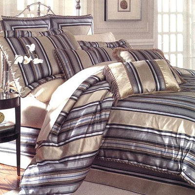 silk dupioni silk 54&quot; width -Steel Grey &amp; Silver colour stripes